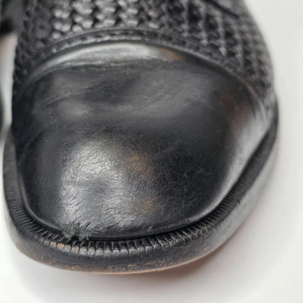 Mezlan Cancun Men's Dress Shoes 10 M Black Leather‎ Cap Toe Woven Oxford